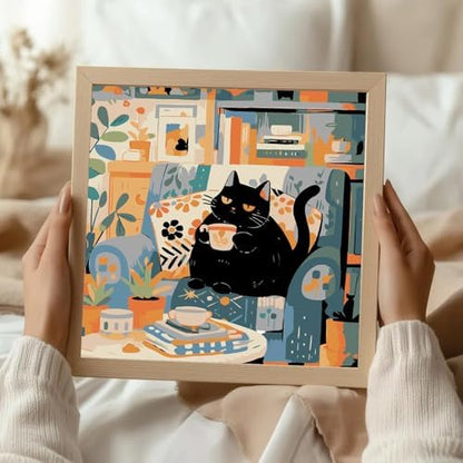 ICYANART Paint by Numbers for Adults Framed, Cat Number Painting 8x12In - Image 2