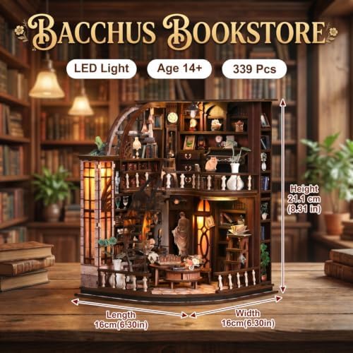 FERAHI DIY Book Nook Kits for Adults, Book Nook Decor with Led Light, Miniature House Kit, 3D Wooden Puzzle Books Nooks, Mini Dollhouse Kit for Bookshelf, Adult Craft Kits Gift - Image 2