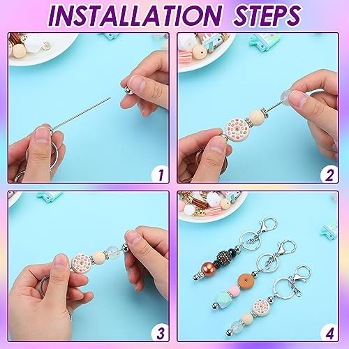 Sasylvia 60 Pcs Beadable Keychain Bars Bulk,Silver - Image 4