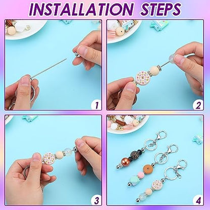 Sasylvia 60 Pcs Beadable Keychain Bars Bulk,Silver - Image 4