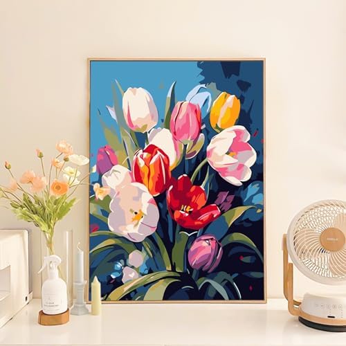 Paint by Numbers Kit for Adults Beginner, Colorful Tulip Bouquet 16x20 Inch - Image 3