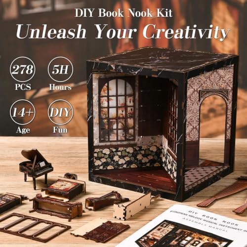 Four Side Uniquely Style Book Nook Kits for Adults - with LED Light & Music - Image 5