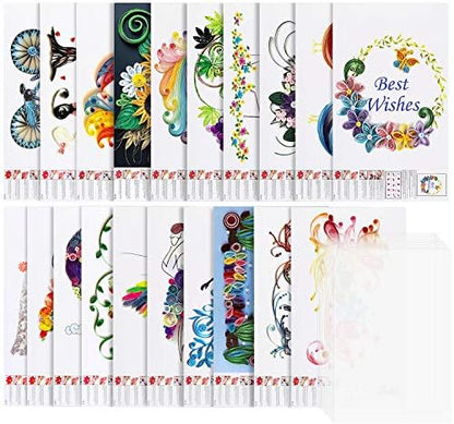 Rancco 20 Pcs Quilling Paper Stencils + 10 Pcs PVC Sheets, A4 Quilling Art Template Paper Filigree Pattern Origami Template, Wall Art Filigree by Rancco