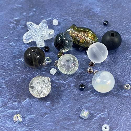 Assorted Glass Resin Beads Multi Size Colors Smooth Cracked Gravel Millet Spacer Beads for Bracelets Necklace Earring DIY Jewelry Making Craft(Moon Shadow White Series) - Image 3