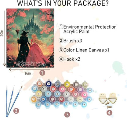 NEGEKFKX Witch Paint by Numbers Kit for Adults Beginner,Princess Easy Adult Paint by Number Kits on Canvas DIY Painting for Beginners Art by Numbers for Home Wall Decor 16x20 Inch - Image 5