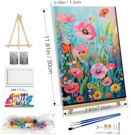 JOOZ Flower Paint by Number for Adults with Easel, 5D Paint by Numbers Kit - Image 2