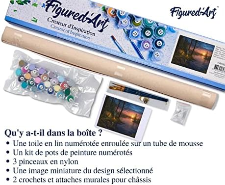 Figured'Art Paint by Numbers Kit for Adults Camping and Lake 16"x20" - Craft Art Painting DIY Kit Rolled Canvas Without Frame - Image 5