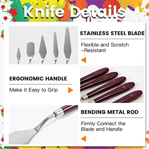 10PCS Palette Knife, Stainless Steel Painting Knife Set, Flexible Spatula Pallet Knife, Metal Artist Knives, Oil Painting Accessories Color Mixing Scraper for Oil, Canvas, Acrylic Painting By CUALORK - Image 2