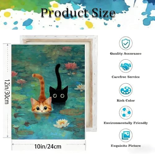 TCDZMYGS Pond Cat Paint by Numbers Kit for Adults Beginner,10x12 in - Image 5