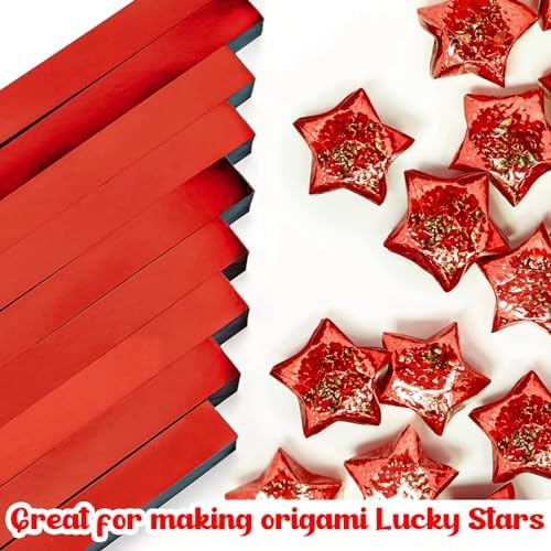 Kigeli 1000 Sheets Origami Star Paper Strips,Red,Solid Style - Image 5