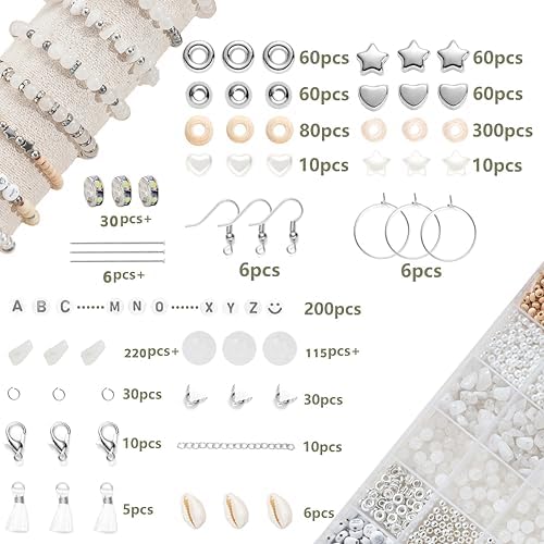 Xyliise Bracelet Making Kit Natürliche Perlen Set for Adults Beads for Bracelets Silver Jewelry Making Supplies DIY Jewelry Necklace Earrings (CZ006-White Jade) - Image 2