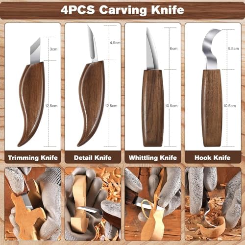 39 Pcs DIY Wood Carving Kit, 9 Basswood Blocks Carving Knives Storage Bag - Image 5
