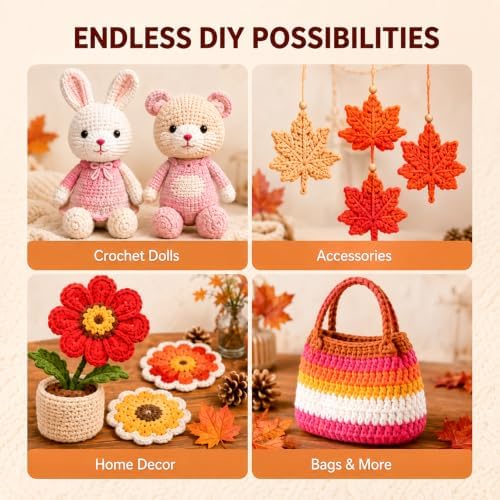 MAQIHAN 15x20g Acrylic Yarn for Crocheting - Soft Knitting Yarn for Crafts - Image 3