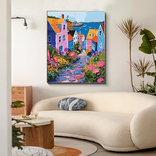 PRASIO Paint by Numbers Kit for Adults Beginner, Landscape Easy Adult Paint by Number Kits on Canvas, DIY Acrylic Watercolor Oil Paint by Number for Adults for Home Decor Gift 16x20 Inch - Image 2