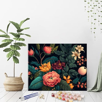 Colorful Flowers Adults' Paint-by-Number Kit - Beautiful Botanical Art on Canvas - Drawing Paintwork with Paintbrushes - Floral Paint by Numbers Art Crafts, 16"x20" - Image 3