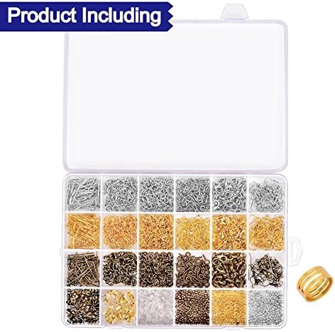 Paxcoo 2880 Pcs Jewelry Making Findings Supplies Kit with Open Jump Rings, Lobster Clasps, Crimp Beads, Screw Eye Pins, Head Pins, Earing Hooks and Earing Backs - Image 3