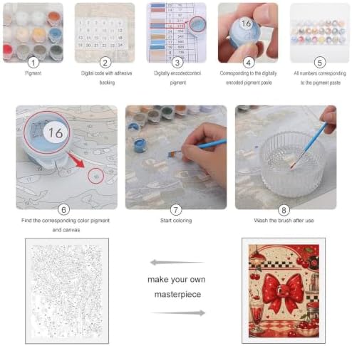 Lyngora Paint by Numbers Kit for Adults Beginner Art Decor Red Cherry Bow - Image 3