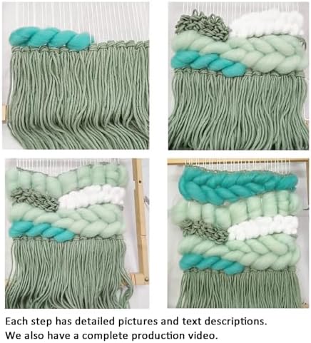 Weaving Loom for Beginners Adults/Kids and 1 Set of Weaving Works Complete Yarn Kit with Detailed Friendly Instructions, Parents and Children in The Holiday Experience Weaving Brings Fun Green - Image 4