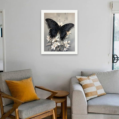 Butterfly Paint by Numbers Kit for Adults - DIY Black Butterfly on White Flowers Painting on Canvas 16x20In, Acrylic Paint Set, Suitable for Beginners, Art for Home Decoration or Gifts - Image 4
