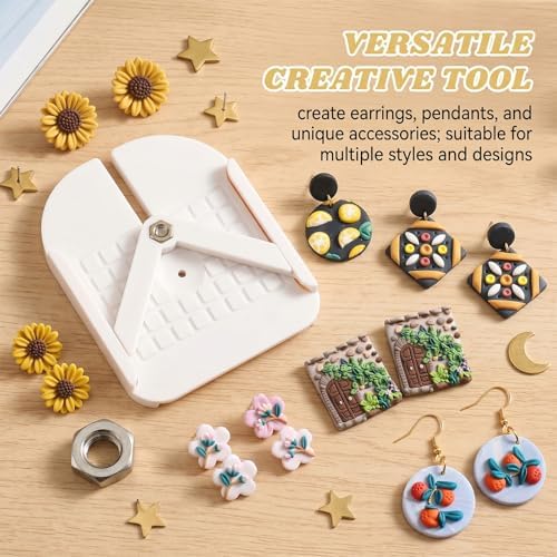 Stud Post Embedding Polymer Clay Tools for Clay Jewelry Tool for Polymer Clay,Clay Earring Making Kit,Earring Post Embedder Tool(S/M/L Sizes,Color:White) - Image 6