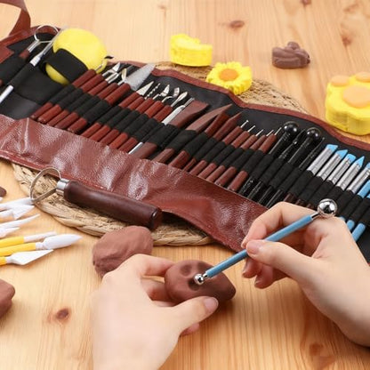 52 PCS Pottery Tools Kit for Sculpting, Clay Carving Tool Kit with Storage Bag, Ceramics Modeling Tools Set, for DIY Handcraft Modeling, Trimming, Shaping, Carving, Dotting - Image 2