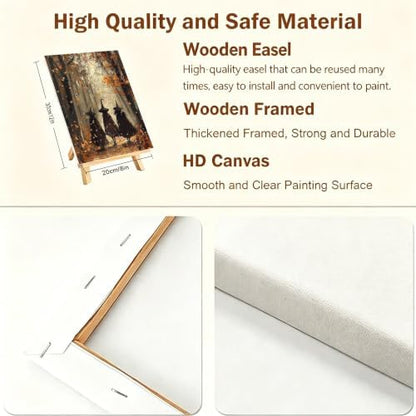 Fotasmua 2Pack Fall Framed Paint by Numbers Kit for Adults, Witch Paint by Numbers with Wood Easel, DIY Acrylic Adult Paint by Number Kits for Home Wall Decor 8x12 Inch - Image 4