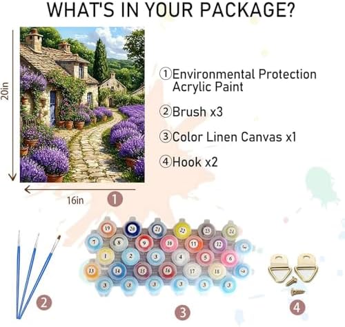 xackcme Landscape Paint by Numbers for Adults - House Paint by Number on Canvas Without Frame, DIY Scenery Oil Painting for Gift Home Wall Decor (16x20 inch) - Image 2