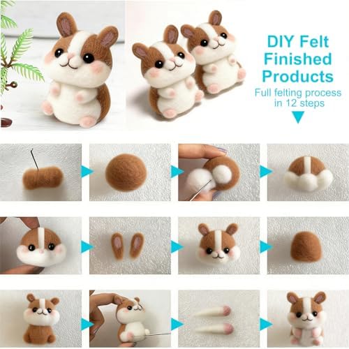 Ainiv 18 Pcs Needle Felting Wool, 9 Colors x 2 Packs Wool Roving, Blue - Image 6