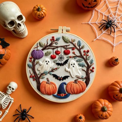 RUIQLXHANG Halloween Ghost Pumpkin Embroidery Kit for Beginners - Image 6