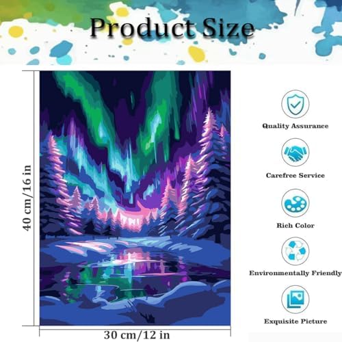 TCDZMYGS Aurora Paint by Numbers Kit for Adults Beginner,Landscape Adult Paint by Number Kits on Canvas Without Frame,DIY Acrylic Oil Painting by Numbers Kits for Home Wall Decor 12x16 inch - Image 5