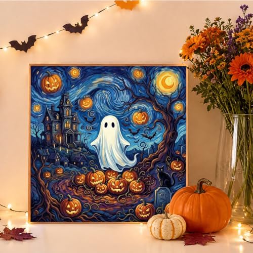 Mandun Halloween Ghost Paint by Numbers Kit for Adults, 16x16 inch - Image 2