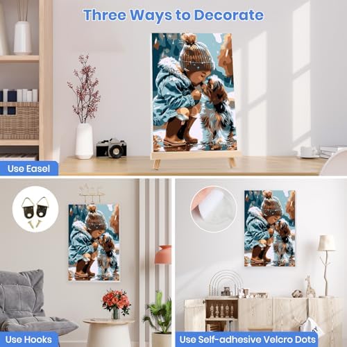 MXJSUA Animal Dog Framed Paint by Numbers for Adults Beginners, Easy Adults' Paint-by-Number Kits on Canvas with Easel, Acrylic Number Painting Crafts Gifts for Home Decor, 8x12 inch - Image 2