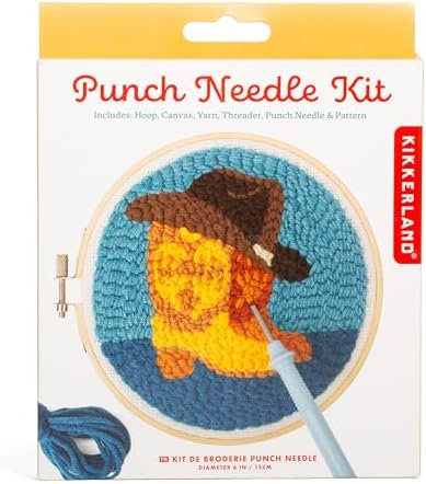 Kikkerland Western Punch Needle Kit – Embroidery Set for Kids & Adults – Includes Hoop, Canvas, Yarn, Threader, Punch Needle, & Pattern by KikkerlandDesignInc