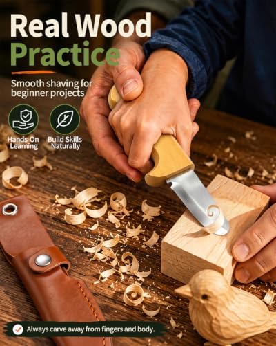 Whittling Knife for Kids, Safe Beginner Rounded Tip Wood Carving Knife - Image 4