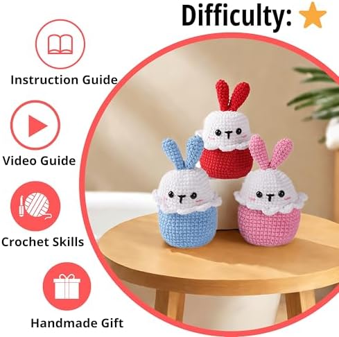 CSWCS Crochet Kit for Beginners - Easy Starter Crochet Kit for Adults, Amigurumi Craft Gifts with Yarn, Hook & Video Tutorial, Knitting & Crochet Supplies (Animal) - Image 4