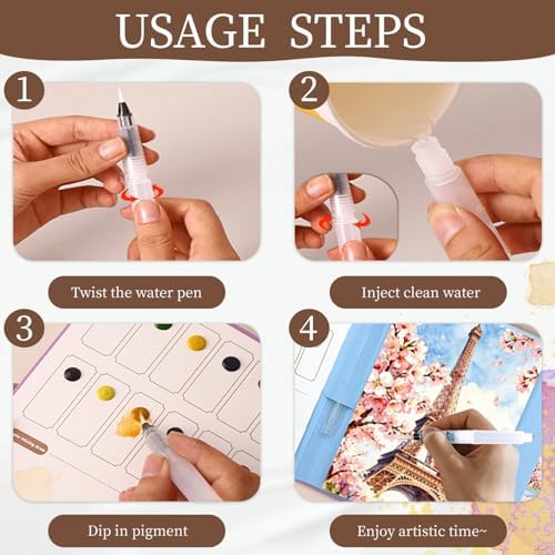 NaTuGi 3Pac Watercolor Workbook for Adults,Watercolor Coloring Book,Portable Watercolor Painting Books,Creative Stress Relief Kit,Suitable for Beginners Birthday Gift (Architecture Series 3pc-B) - Image 6