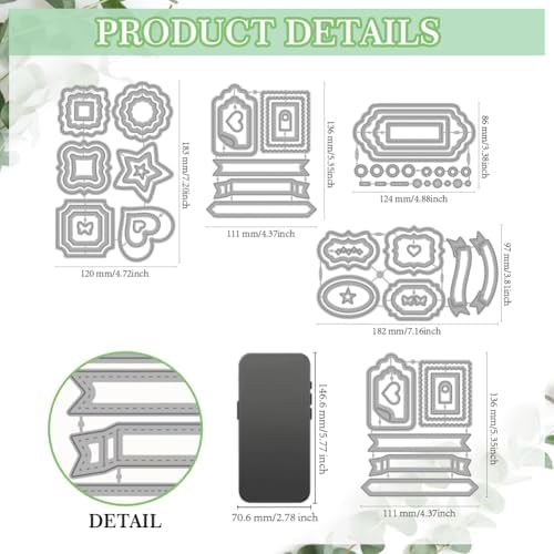 MAYJOYDIY Bookmark Metal Cutting Dies Tags Metal Embossing Stencil Vintage Hanging Labels Carbon Steel Die Cuts Stamp Set Scrapbooking Tool for DIY Card Scrapbooking Photo Album Craft Decoration - Image 2