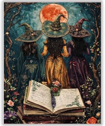 HITO Halloween Paint by Numbers Kit for Adults Witch 16x20 Inch Frameless by HITO