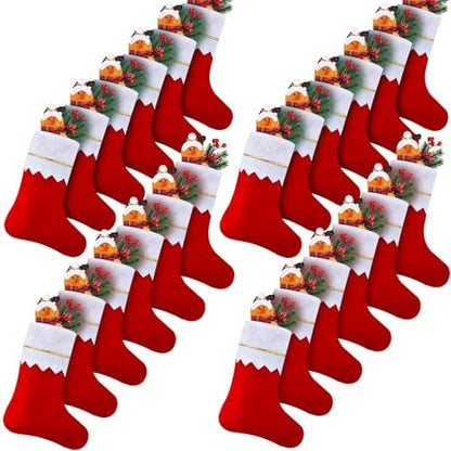Skylety 24 Pcs Red Christmas Stockings Bulk Felt Hanging Ornaments by Skylety