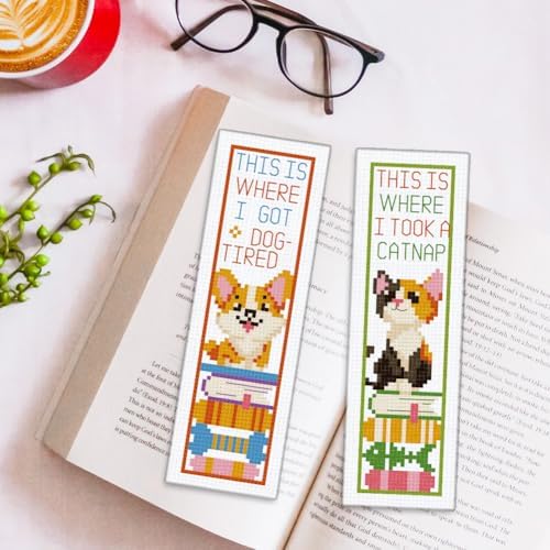 ORIGACH 6 Set Animals & Books Cross Stitch Bookmark Kit for Beginner - Image 5