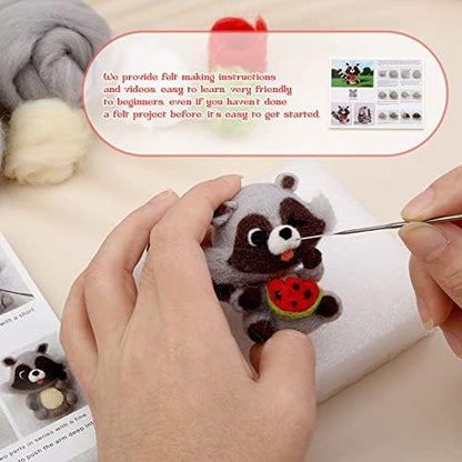JUPEAN Needle Felting Kits for Beginners Adult Wool Felting kit Raccoon - Image 3