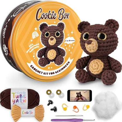 Cookie Box Crochet Kit for Beginners, Bear Bruno by CookieBox