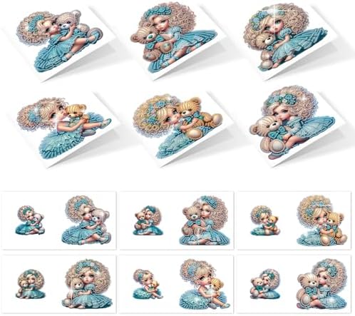 6pcs Diamond Painting Greeting Card with envelopes, DIY Princess and Bear Diamond Art Greeting Card for Blessing and Wish Special Shaped Arts Crafts for Christmas Birthday Thanksgiving Day Holiday by MVVMTOP