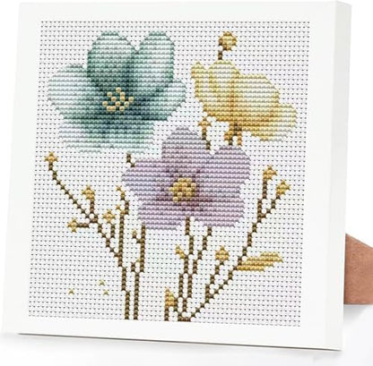 Tiwabb Flowers Stamped Cross Stitch Kits for Adults Beginners with Frame by DIYHomeDecor