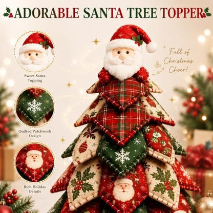 DIY Halloween Christmas Quilted Fabric Tree Kit, 3D Padded Patchwork Sewing Craft Kit for Beginners, Home Office Mantel Shelf Tabletop Decor, Handmade Holiday Gift for Craft Lovers (Christmas #B) - Image 4