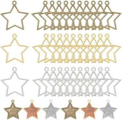 Gartful 30PCS Open Back Bezel for Resin, Hollow Frame Pendants for Resin Casting, DIY Jewelry Making Supplies, Star Shape by Gartful
