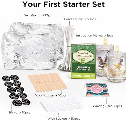 LumaCraft Clear Gel Wax for Candle Making - 2.2LB (1000g) Transparent Jelly Candle Wax with Wicks, Wick Stickers & Holders - Non-Toxic, Unscented DIY Gel Wax for Beginners & Crafters - Image 2