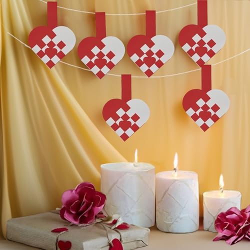 12 DIY Danish Heart Baskets. 4x4 Checkered Pattern with Central Heart. Precut and Ready to Use, No Tools Needed. Traditional Weaving Paper Craft to Make Julehjerter. for Expert Crafters Only - Image 5