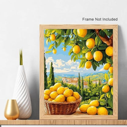 Natuyalo Lemon Tree Paint by Number for Adults - DIY Acrylic Painting Adults Paint by Numbers for Beginner Frameless, Town Landscape Paint by Numbers Kits for Gift Home Wall Decor 16x20 inch - Image 3