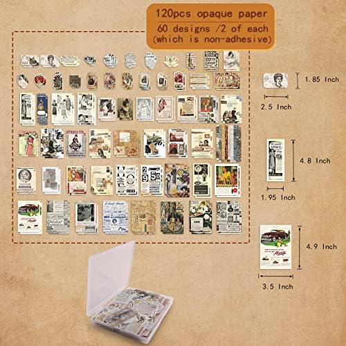 200Pcs Vintage Scrapbook Stickers, Aesthetic Junk Journal Stamping Supplies Kit, Scrapbooking Ephemera Washi Paper for Bullet Journaling Planners Diary Collage - Image 3